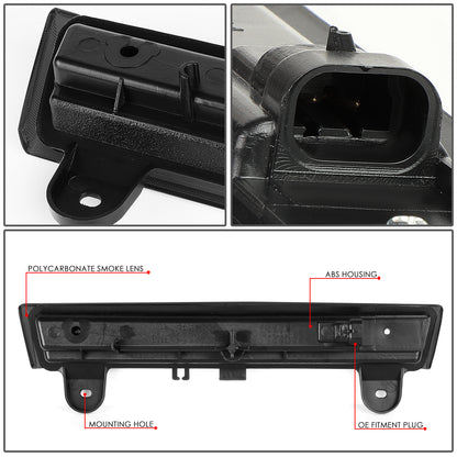 LUZ DE FRENO 00-06 CHEVY SUBURBAN 1500, 2500, TAHOE, GMC YUKON, YUKON XL 1500, 2500 - FITS LIFTGATE MODEL REAR DOORS ONLY - 3D - LED - SMOKE