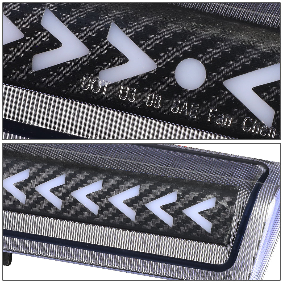 LUZ DE FRENO 00-06 CHEVY SUBURBAN 1500, 2500, TAHOE, GMC YUKON, YUKON XL 1500, 2500 - FITS LIFTGATE MODEL REAR DOORS ONLY - 3D - LED - SEQUENTIAL ARROW LED - BLACK