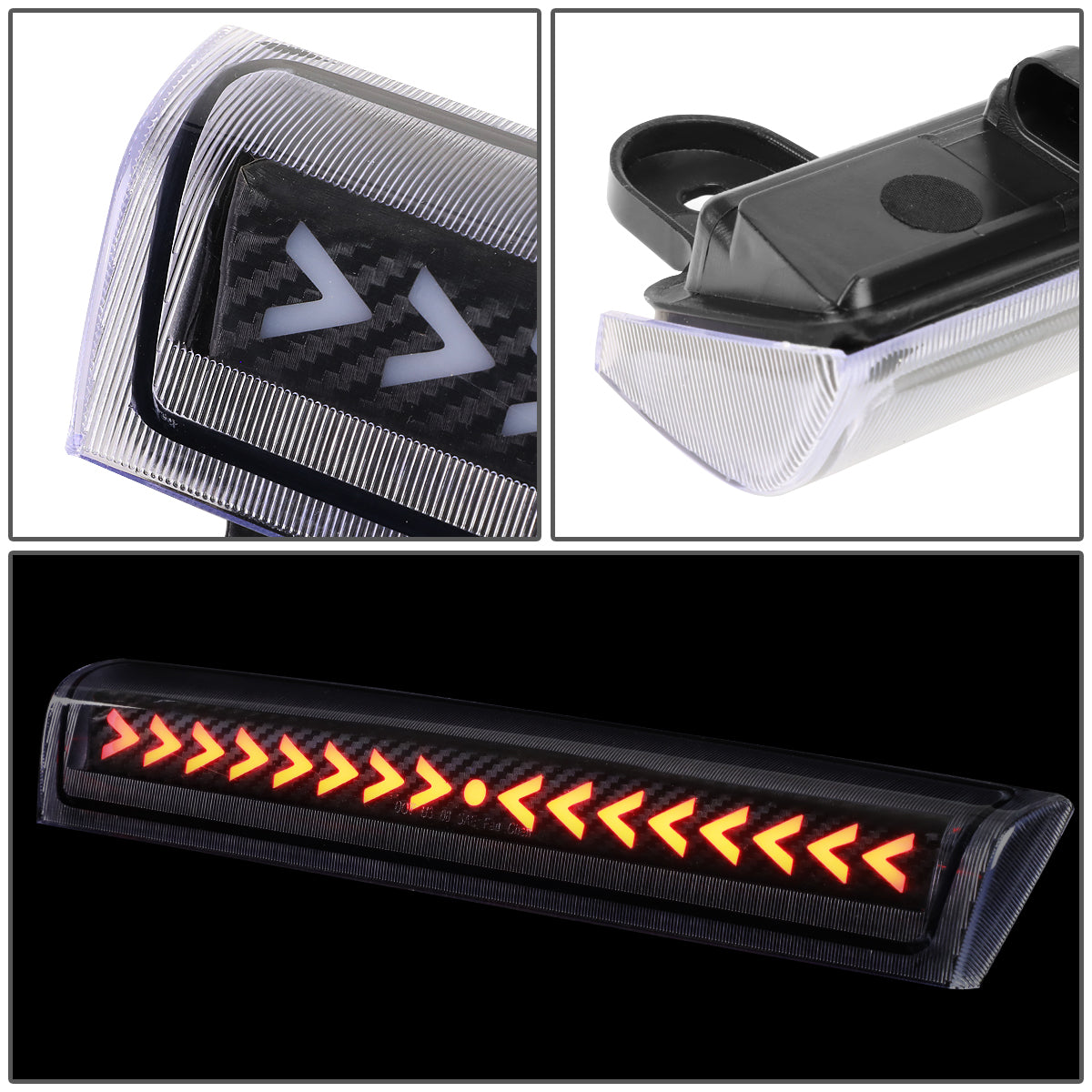 LUZ DE FRENO 00-06 CHEVY SUBURBAN 1500, 2500, TAHOE, GMC YUKON, YUKON XL 1500, 2500 - FITS LIFTGATE MODEL REAR DOORS ONLY - 3D - LED - SEQUENTIAL ARROW LED - BLACK