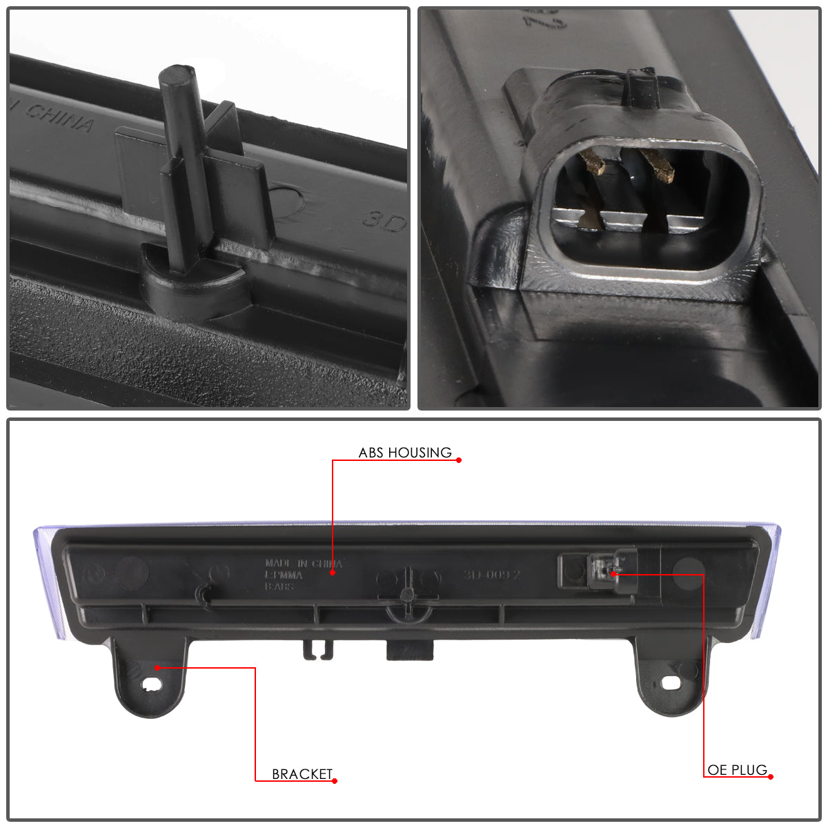 LUZ DE FRENO 00-06 CHEVY SUBURBAN 1500, 2500, TAHOE, GMC YUKON, YUKON XL 1500, 2500 - FITS LIFTGATE MODEL REAR DOORS ONLY - 3D - LED - SEQUENTIAL ARROW LED - BLACK