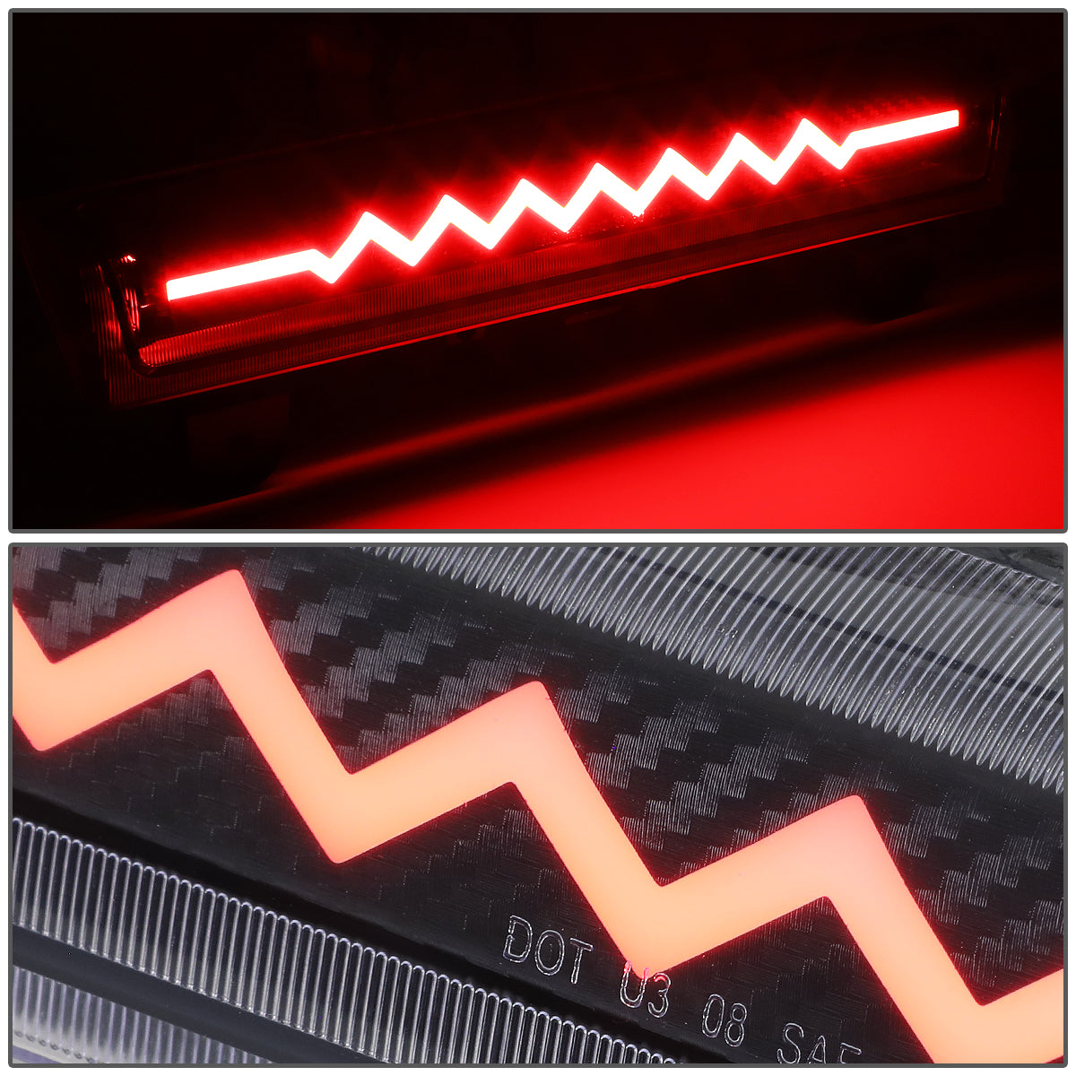 LUZ DE FRENO 00-06 CHEVY SUBURBAN 1500, 2500, TAHOE, GMC YUKON, YUKON XL 1500, 2500 - FITS LIFTGATE MODEL REAR DOORS ONLY - 3D - SEQUENTIAL HEARTBEAT LED - BLACK