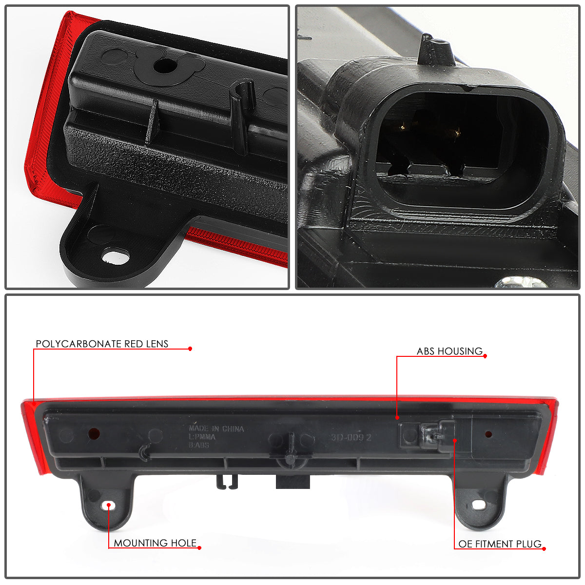 LUZ DE FRENO 00-06 CHEVY SUBURBAN 1500, 2500, CHEVY TAHOE, GMC YUKON, GMC YUKON XL 1500, 2500 - FITS LIFTGATE MODEL REAR DOORS ONLY - LED STRIP - RED