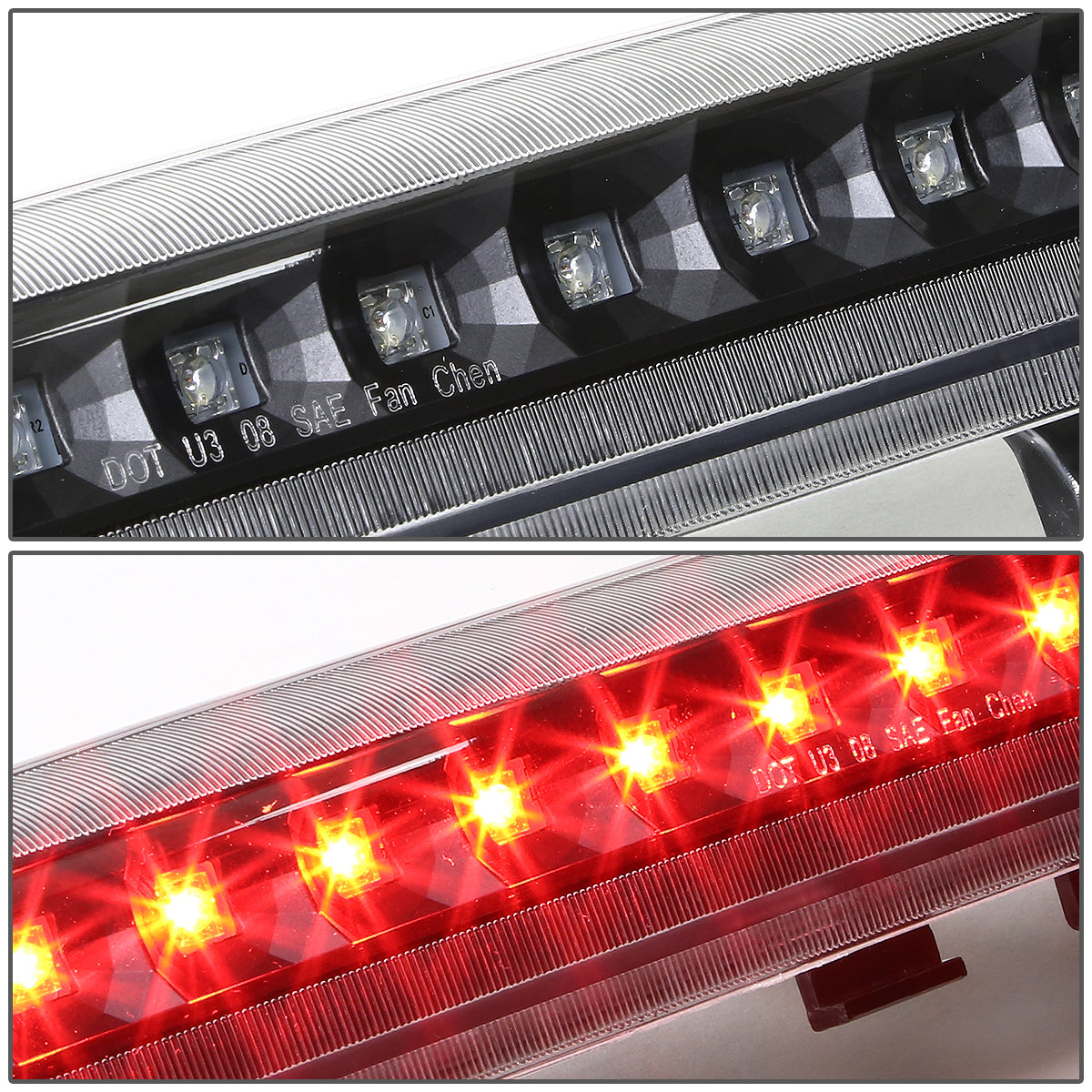 LUZ DE FRENO 00-06 CHEVY SUBURBAN 1500, 2500, CHEVY TAHOE, GMC YUKON, GMC YUKON XL 1500, 2500 - FITS LIFTGATE MODEL REAR DOORS ONLY - LED - BLACK