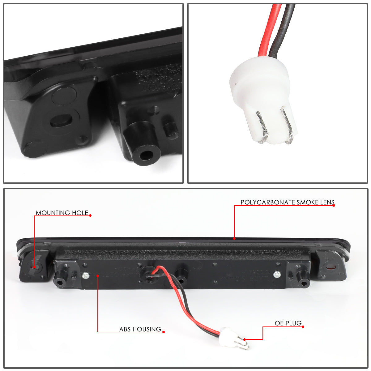 LUZ DE FRENO 06-14 HONDA RIDGELINE - PLUGS INTO FACTORY BULB SOCKET - LED - SMOKE
