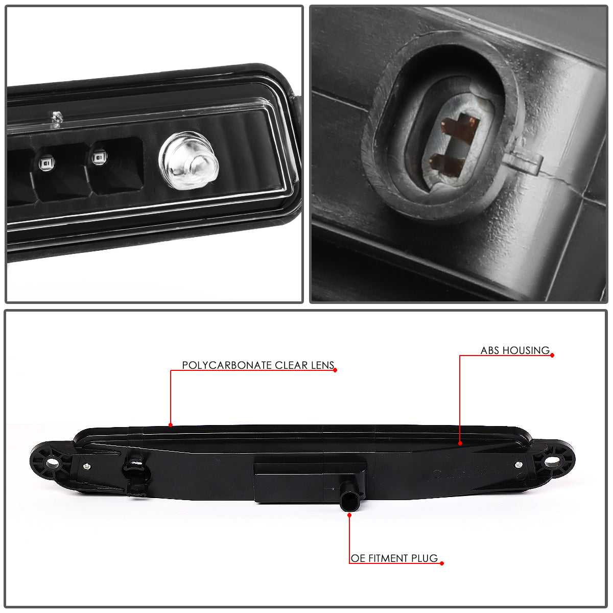 LUZ DE FRENO 05-15 NISSAN ARMADA / 2004 PATHFINDER ARMADA / 04-10 INFINITI QX56 - FITS MODELS WITHOUT CARGO LIGHT - LED - BLACK