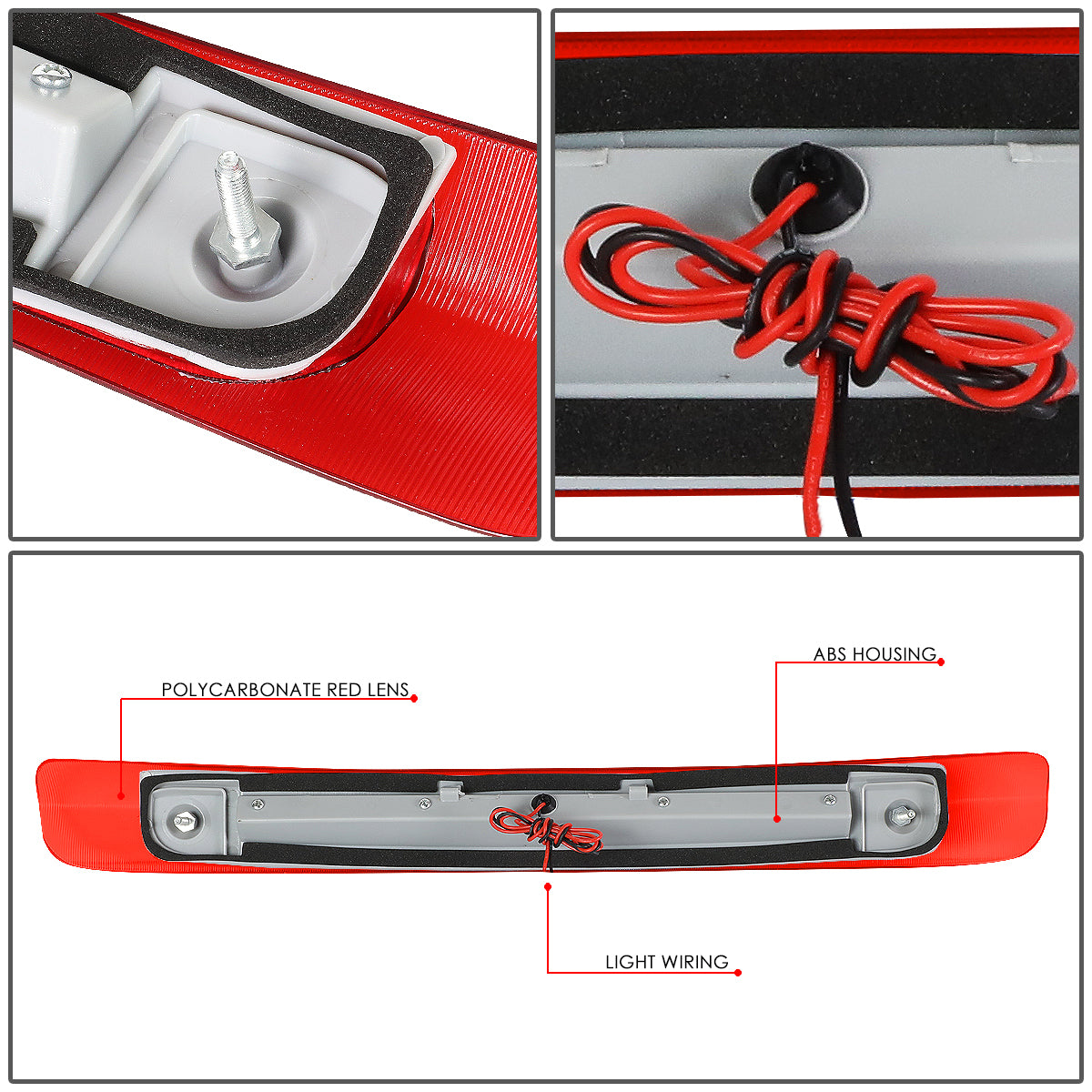 LUZ DE FRENO 98-07 TOYOTA LAND CRUISER - FITS MODELS WITHOUT SPOILER - REQUIRES WIRING TO VEHICHLES EXISTING HARNESS - LED - RED
