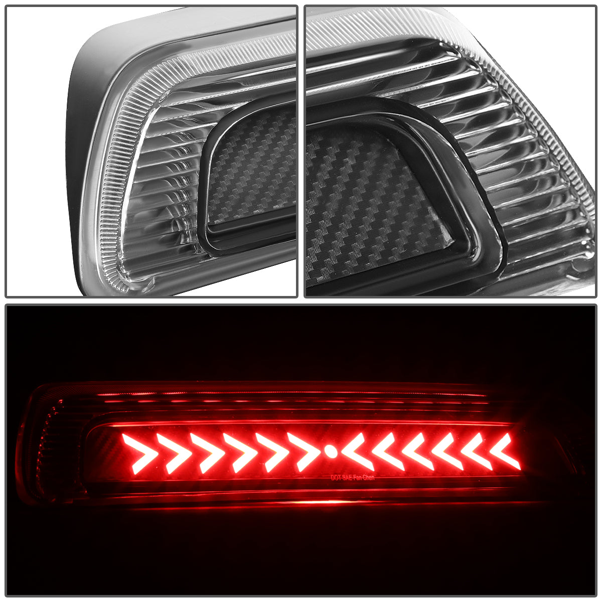 LUZ DE FRENO 07-17 TOYOTA TUNDRA - 3D - SEQUENTIAL ARROW LED - BLACK