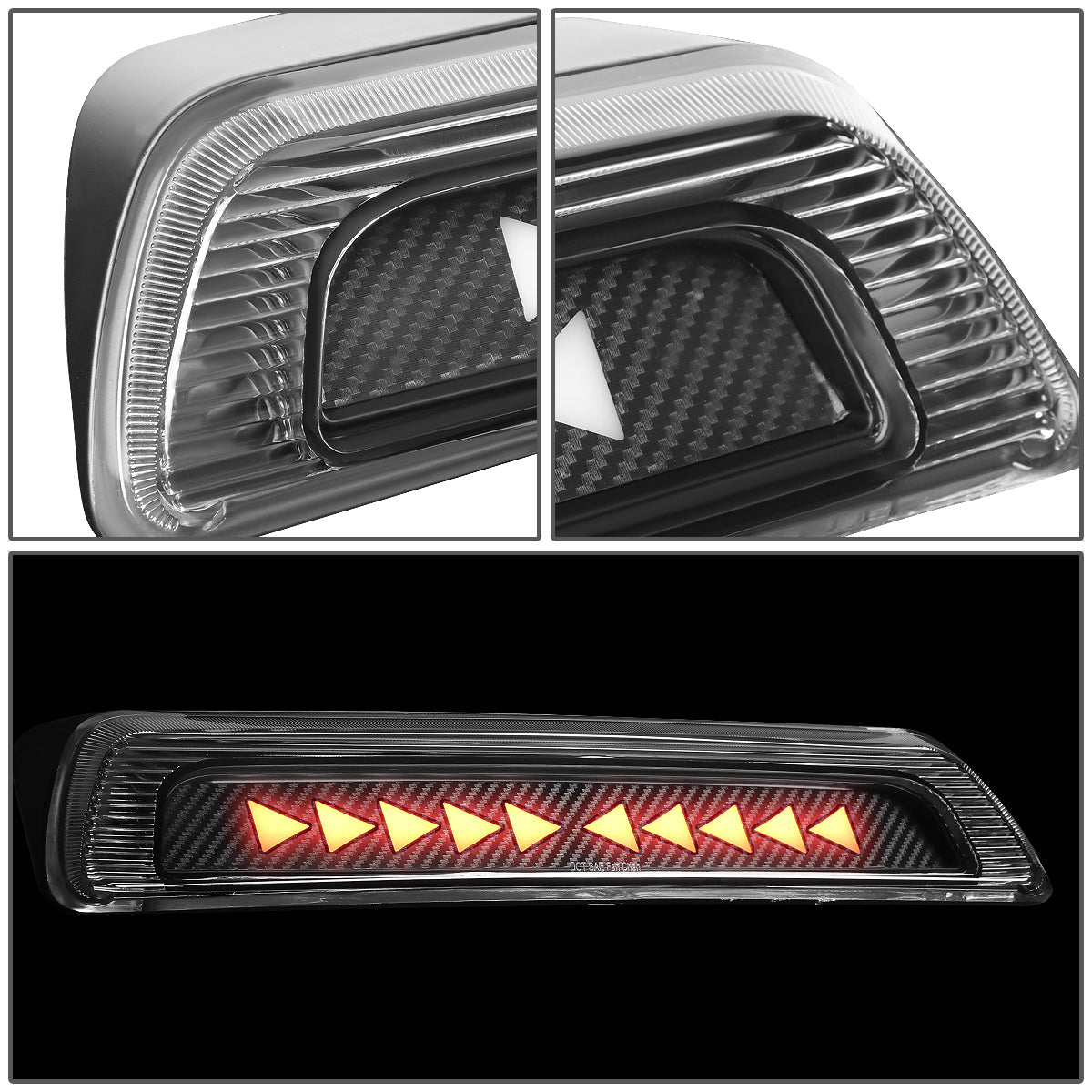 LUZ DE FRENO 07-17 TOYOTA TUNDRA - 3D - SEQUENTIAL TRIANGLE LED - BLACK