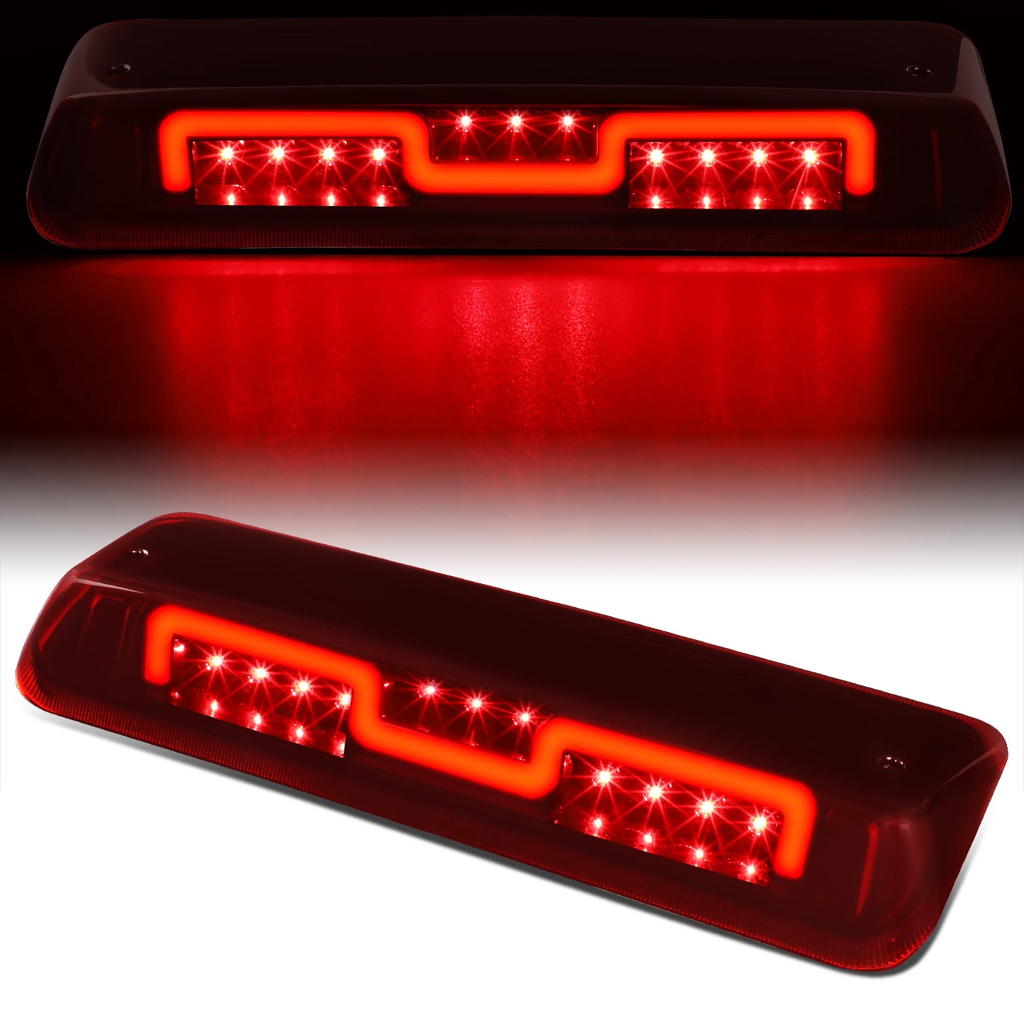 LUZ DE FRENO 3RD BRAKE LIGHT - 07-10 FORD EXPLORER SPORT TRAC / 04-08 F-150, LOBO / 06-08 LINCOLN MARK LT - FITS MODELS WITH CARGO LIGHT ONLY - SEQUENTIAL CHASE LED - DARK RED