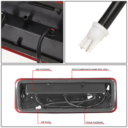 LUZ DE FRENO 3RD BRAKE LIGHT - 07-10 FORD EXPLORER SPORT TRAC / 04-08 F-150, LOBO / 06-08 LINCOLN MARK LT - FITS MODELS WITH CARGO LIGHT ONLY - SEQUENTIAL CHASE LED - DARK RED