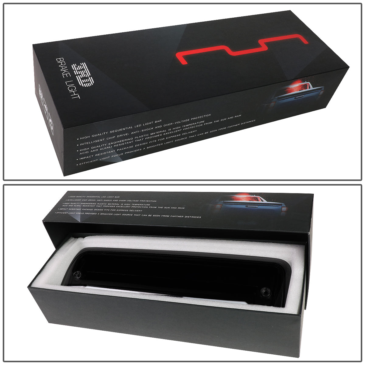 LUZ DE FRENO 3RD BRAKE LIGHT - 07-10 FORD EXPLORER SPORT TRAC / 04-08 F-150, LOBO / 06-08 LINCOLN MARK LT - FITS MODELS WITH CARGO LIGHT ONLY - SEQUENTIAL CHASE LED - SMOKE