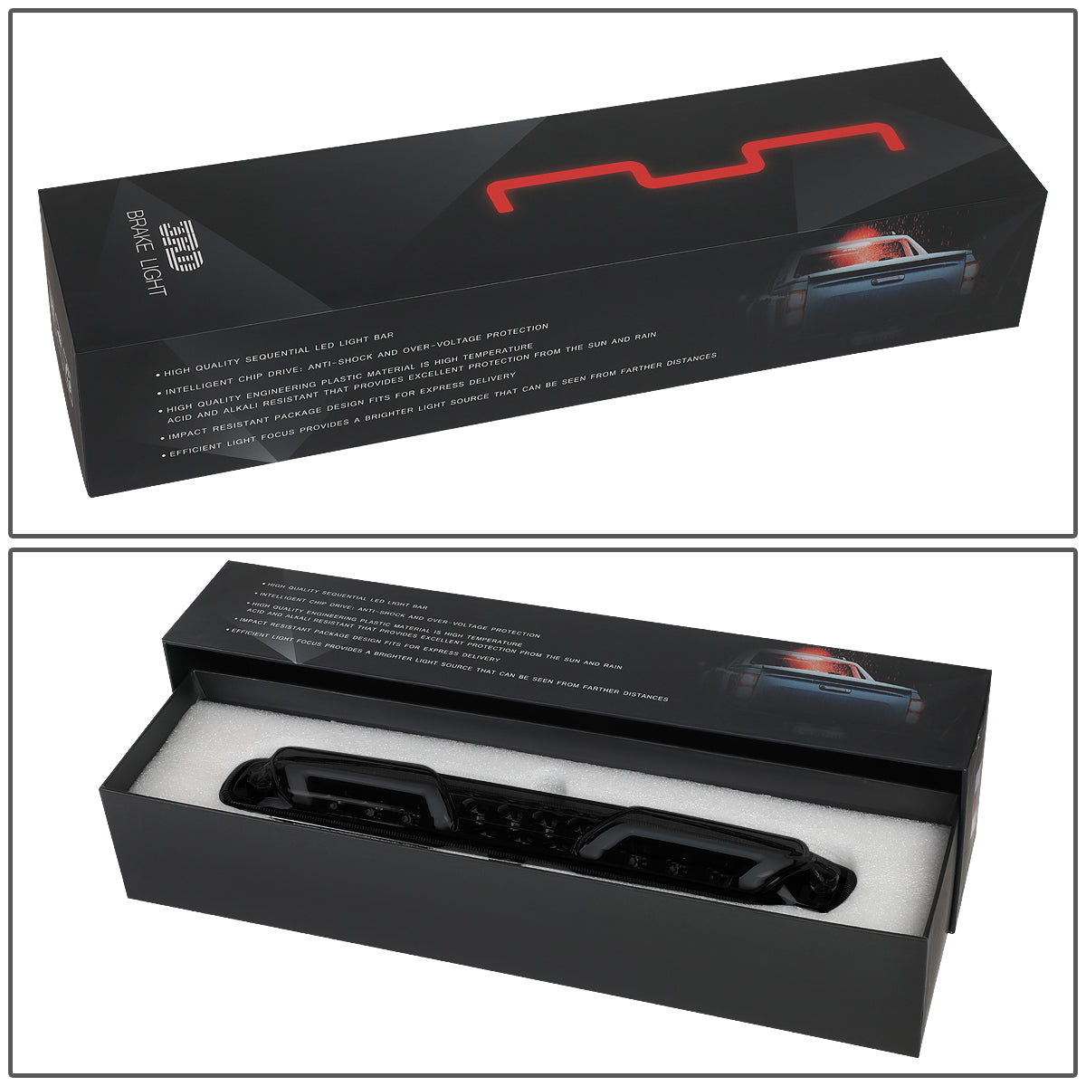 LUZ DE FRENO 3RD BRAKE LIGHT - 99-06 CHEVY SILVERADO 1500, 2500, 3500 , GMC SIERRA 1500, 2500, 3500 / 2007 CHEVY SILVERADO 1500 , 2500, 3500 , GMC SIERRA 1500, 2500, 3500 - SEQUENTIAL CHASE LED - SMOKE