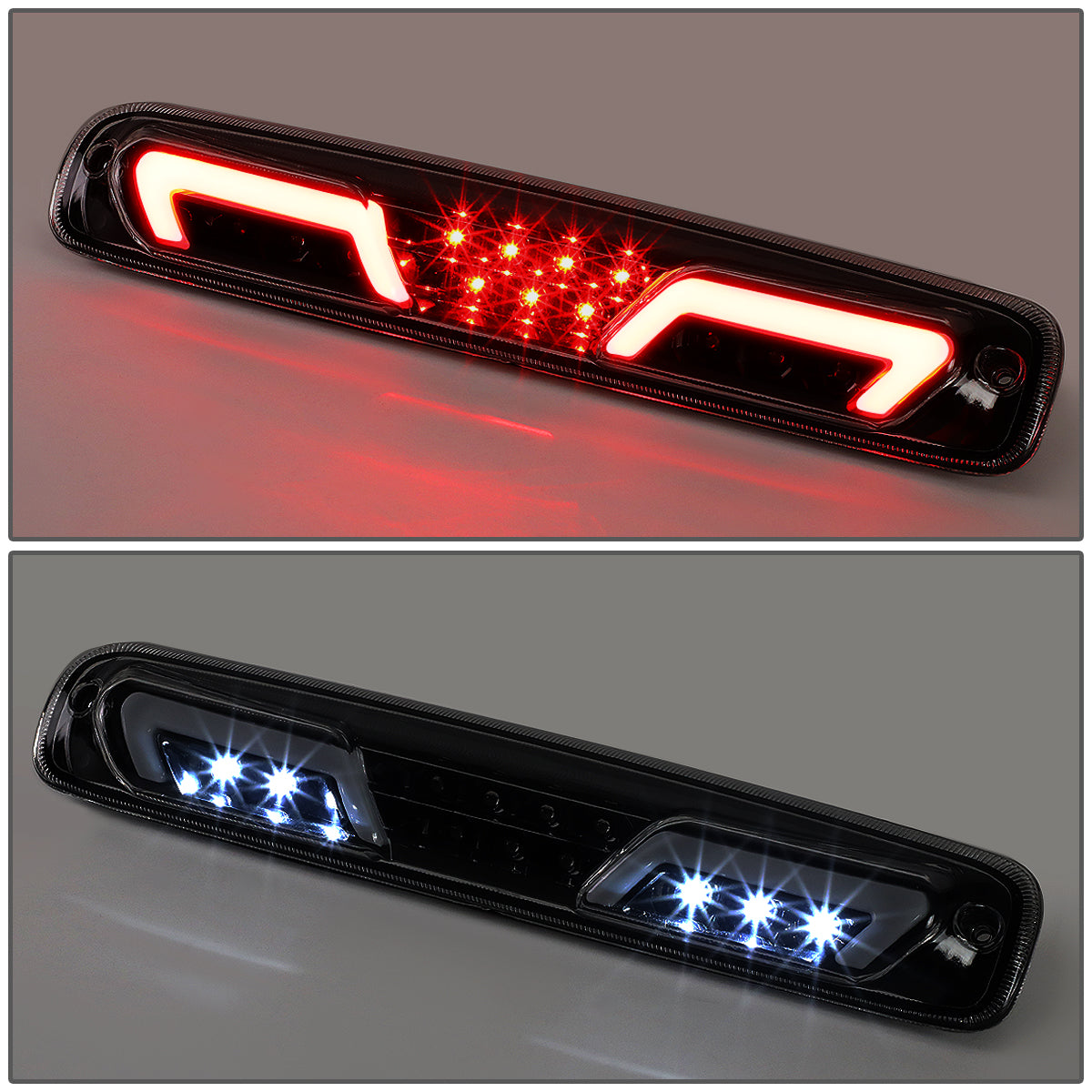 LUZ DE FRENO 3RD BRAKE LIGHT - 99-06 CHEVY SILVERADO 1500, 2500, 3500 , GMC SIERRA 1500, 2500, 3500 / 2007 CHEVY SILVERADO 1500 , 2500, 3500 , GMC SIERRA 1500, 2500, 3500 - SEQUENTIAL CHASE LED - SMOKE