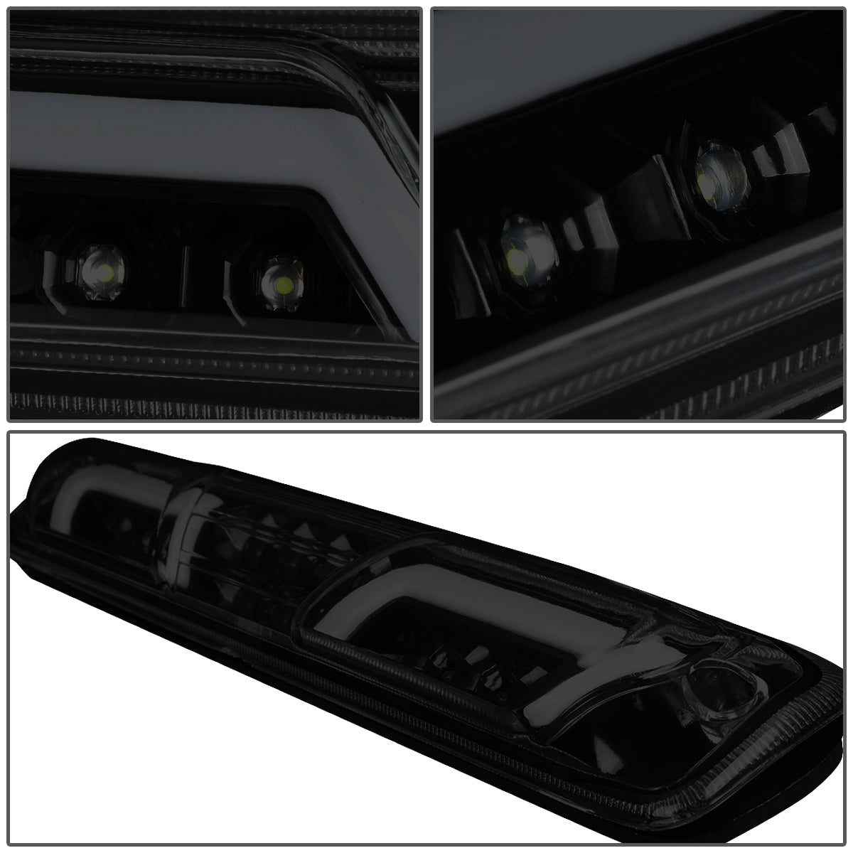 LUZ DE FRENO 3RD BRAKE LIGHT - 99-06 CHEVY SILVERADO 1500, 2500, 3500 , GMC SIERRA 1500, 2500, 3500 / 2007 CHEVY SILVERADO 1500 , 2500, 3500 , GMC SIERRA 1500, 2500, 3500 - SEQUENTIAL CHASE LED - SMOKE