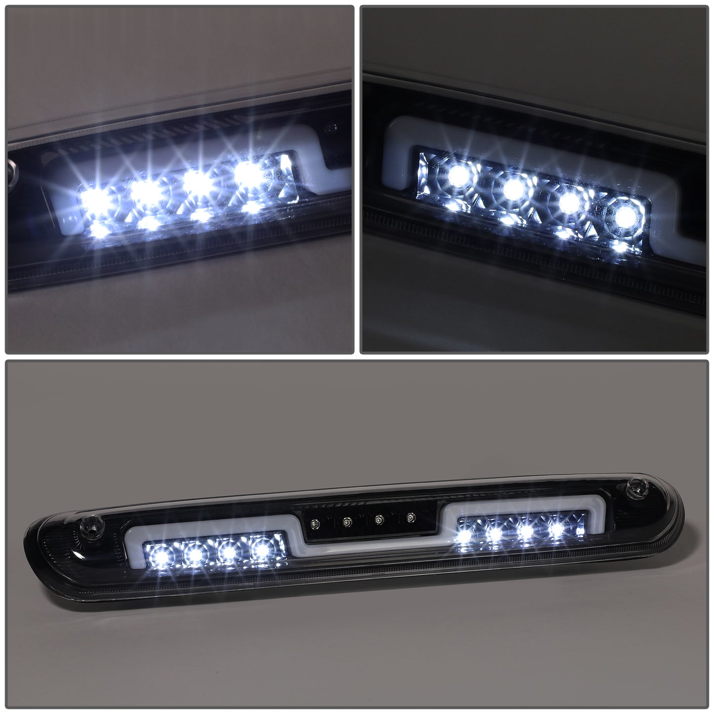 LUZ DE FRENO 3RD BRAKE LIGHT - 07-13 CHEVY SILVERADO 1500, GMC SIERRA 1500 / 07-14 CHEVY SILVERADO 2500, 3500, GMC SIERRA 2500, 3500 / 09-10 HUMMER H3T - SEQUENTIAL CHASE LED - CHROME