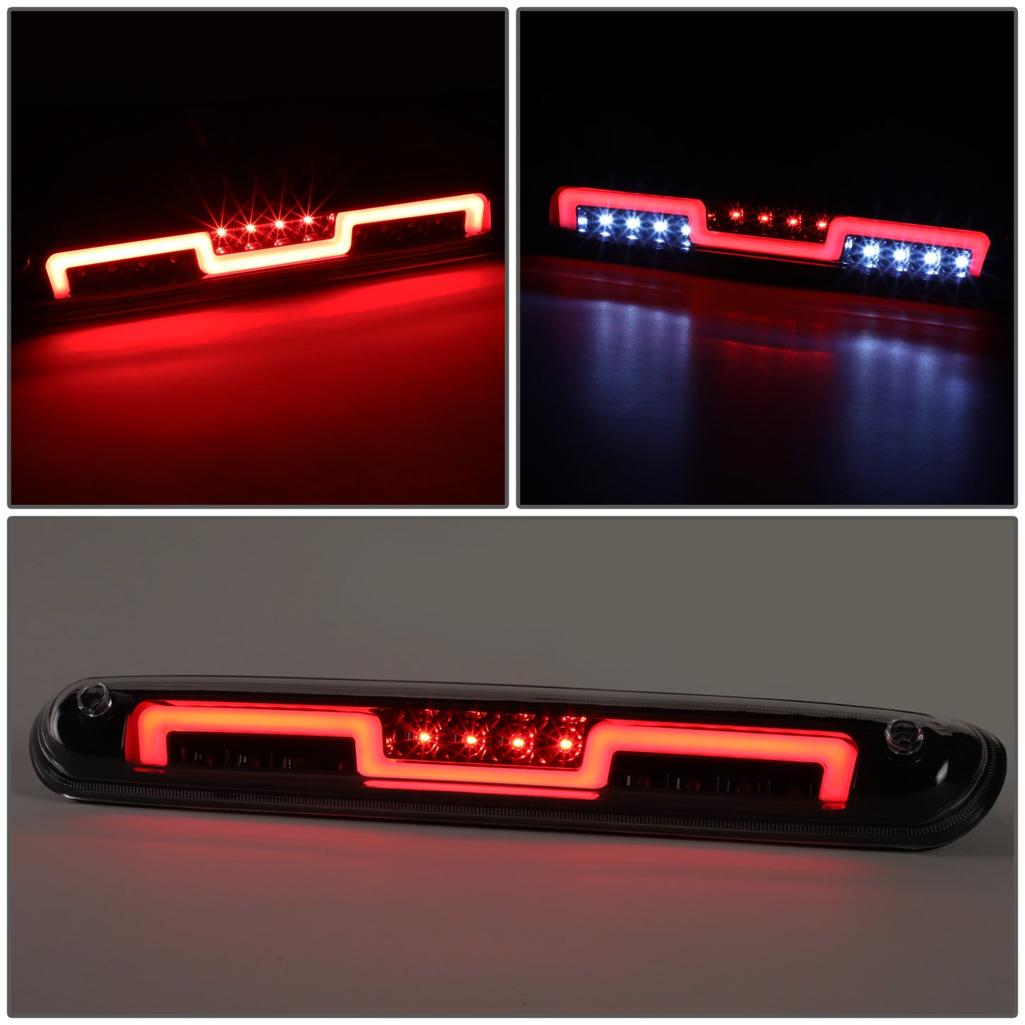 LUZ DE FRENO 3RD BRAKE LIGHT - 07-13 CHEVY SILVERADO 1500, GMC SIERRA 1500 / 07-14 CHEVY SILVERADO 2500, 3500, GMC SIERRA 2500, 3500 / 09-10 HUMMER H3T - SEQUENTIAL CHASE LED - SMOKE