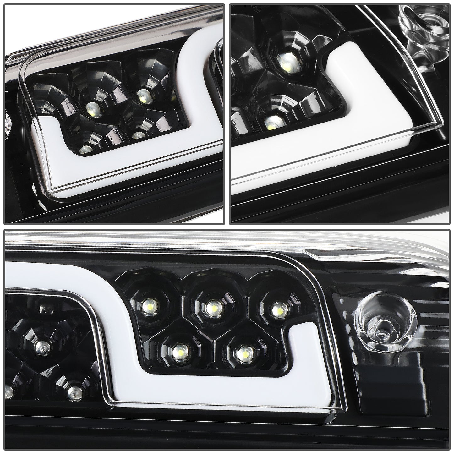 LUZ DE FRENO 3RD BRAKE LIGHT - 14-20 CHEVY SILVERADO 1500, GMC SIERRA 1500 / 15-20 CHEVY SILVERADO 2500, 3500, GMC SIERRA 2500, 3500 / 2019 GMC SIERRA 1500 LIMITED - STANDARD CAB ONLY - SEQUENTIAL CHASE LED - CHROME