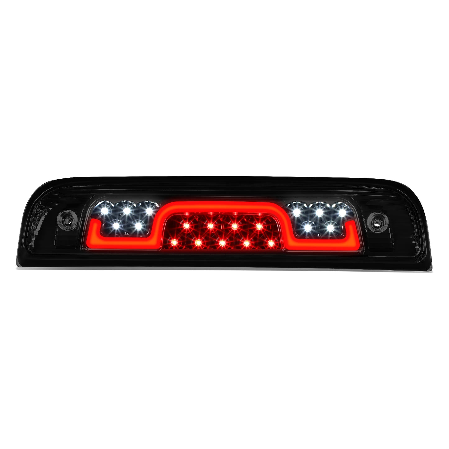 LUZ DE FRENO 3RD BRAKE LIGHT - 14-20 CHEVY SILVERADO 1500, GMC SIERRA 1500 / 15-20 CHEVY SILVERADO 2500, 3500, GMC SIERRA 2500, 3500 / 2019 GMC SIERRA 1500 LIMITED - STANDARD CAB ONLY - SEQUENTIAL CHASE LED - SMOKE