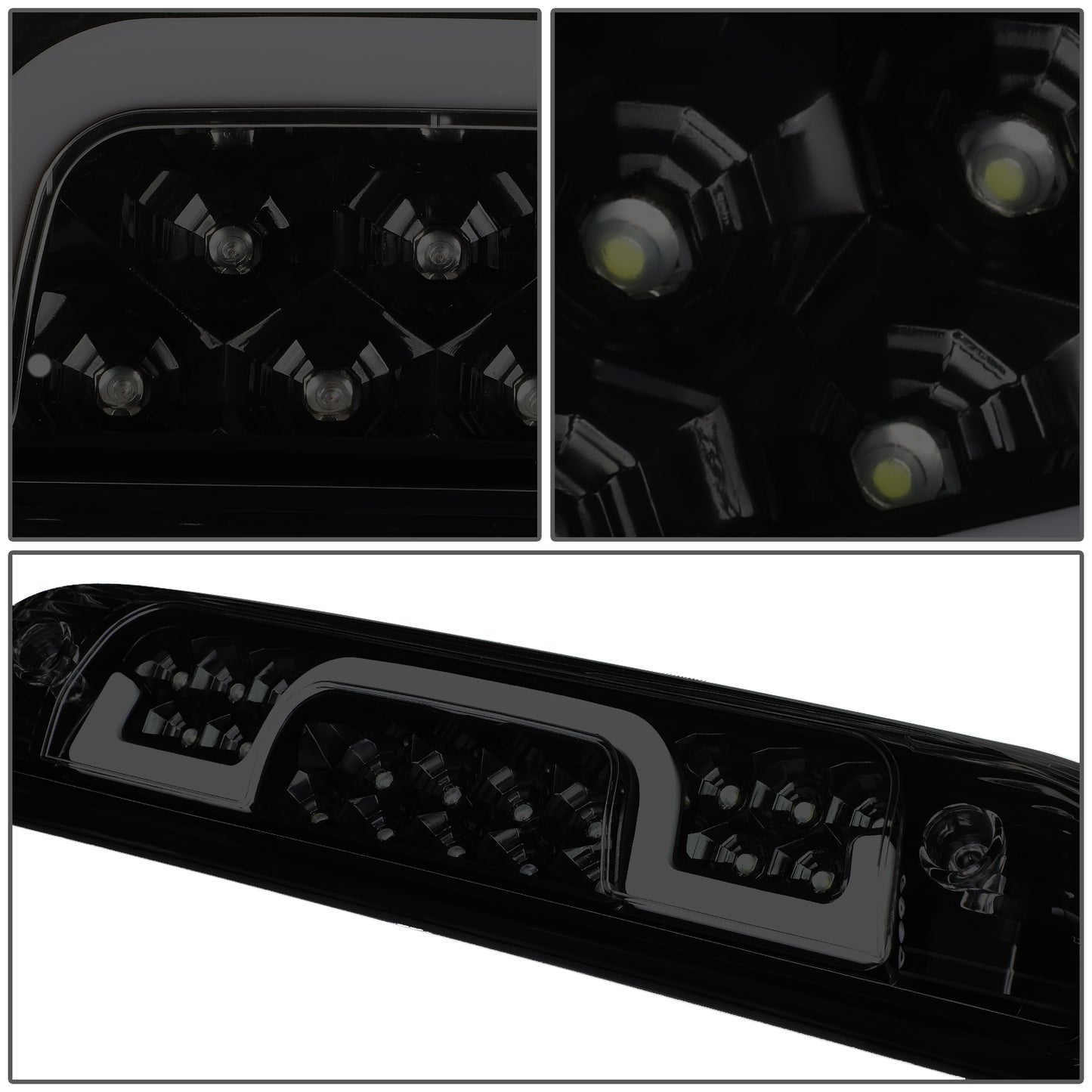 LUZ DE FRENO 3RD BRAKE LIGHT - 14-20 CHEVY SILVERADO 1500, GMC SIERRA 1500 / 15-20 CHEVY SILVERADO 2500, 3500, GMC SIERRA 2500, 3500 / 2019 GMC SIERRA 1500 LIMITED - STANDARD CAB ONLY - SEQUENTIAL CHASE LED - SMOKE