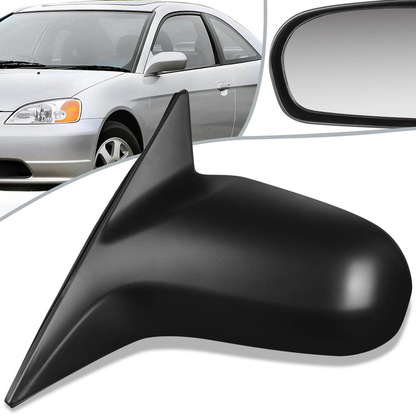 RETROVISOR MIRROR - OEM - 01-05 HONDA CIVIC 2-DOOR HX LX - POWERED - PAINTABLE - BLACK - LEFT
