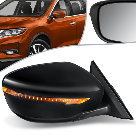 RETROVISOR MIRROR - OEM - 14-16 NISSAN ROGUE - POWERED - W/ SIGNAL LIGHT - FOLDING - BLACK MATERIAL - RIGHT