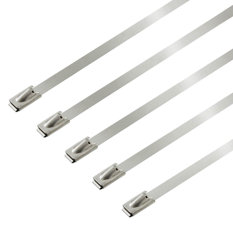 nan ZIP TIE KIT FOR HEAT WRAP - SS - 12" (L) - 5MM (W) - 5PC - SILVER