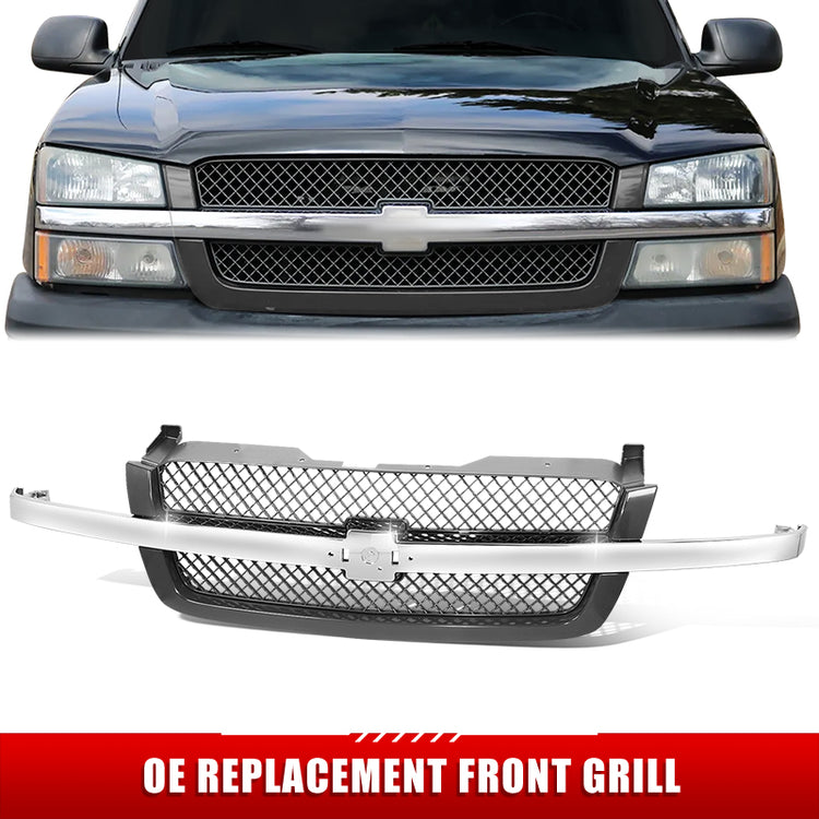 PARRILLA GRILLE - CV SIRADO '03-'05/ GRILLE ASS'Y/ MAT-GRAY W/CHROME MLDG/ (PTM) (BASE/LT/LS)/ (SAME=AVALANCHE)//PARTS.NO,GM1200489//OEM NO,19168629