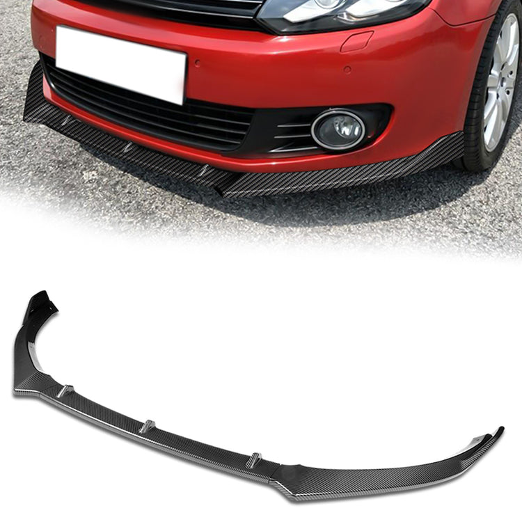 LIP FRONTAL 10-13 VOLKSWAGEN GOLF 6 - DOES NOT FIT GTI MODELS - REQUIRES DRILLING BUMPER FOR INSTALLATION - 3PC - CARBON FIBER LOOK