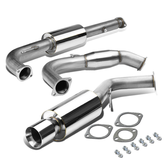 TUBERIA CATBACK CATBACK - 95-99 MITSUBISHI ECLIPSE GST - SINGLE ROLLED TIP - 3-INCH PIPE - STAINLESS STEEL