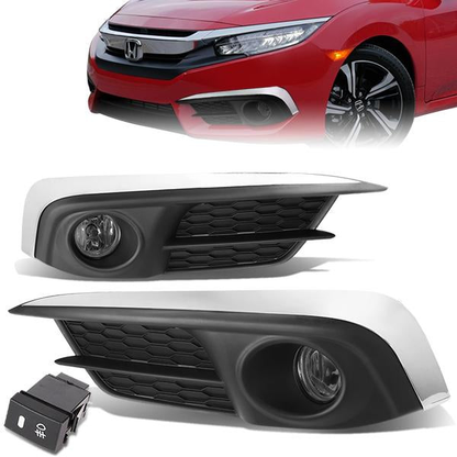 FAROS DE NIEBLA 2016 HONDA CIVIC - WITH SWITCH, BEZEL - H8 BULB - SMOKE