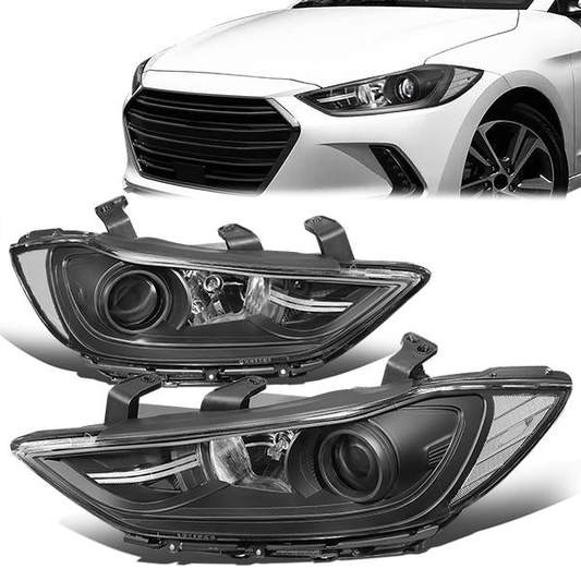 FAROS 17-18 HYUNDAI ELANTRA - PROJECTOR LOW BEAM - 9005 HIGH / H7 LOW PY21W SIGNAL - BLACK HOUSING / CLEAR CORNER