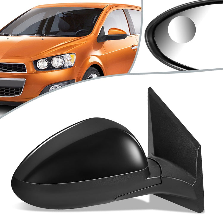 RETROVISOR MIRROR - OEM - 12-13 CHEVY SONIC - MANUAL - W/ CABLE - FOLDING - W/ BLIND SPOT GLASS - BLACK MATERIAL - RIGHT