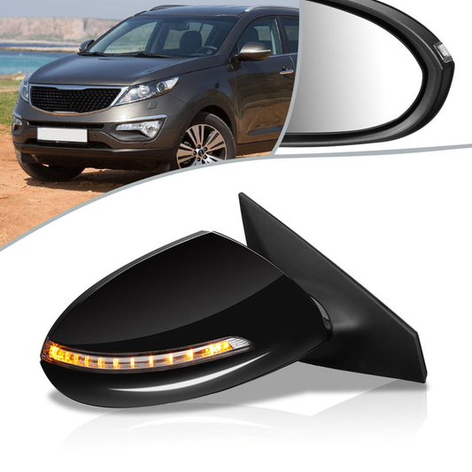RETROVISOR MIRROR - OEM - 11-16 KIA SPORTAGE - POWERED - HEATED - W/ SIGNAL LIGHT - FOLDING - BLACK MATERIAL - RIGHT