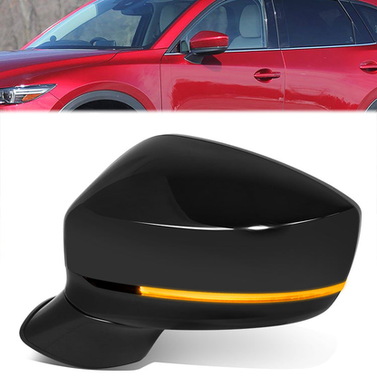 RETROVISOR MIRROR - OE STYLE - MAZDA CX-5 17-23 - WITH POWER WITH BLIND SPOT WITH SIGNAL - DRIVER SIDE - PAINT TO MATCH - BLACK