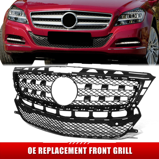 PARRILLA GRILLE - BZ W218 '12-'14/'15-'17(CLS)/ GRILLE ASS'Y 12-14/ PRIMED BLACK W/CHROME/ W/SENSOR H. W/O AMG PKG/ (EU=USA)