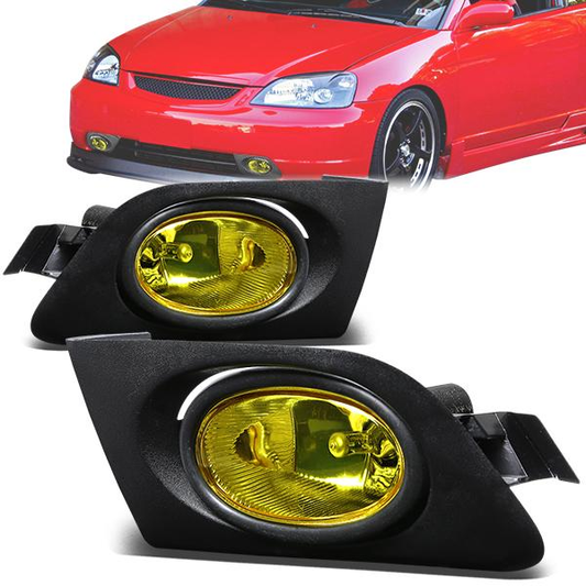 FAROS DE NIEBLA 01-03 HONDA CIVIC 2/4-DR - W/ SWITCH - H11 BULB - AMBER