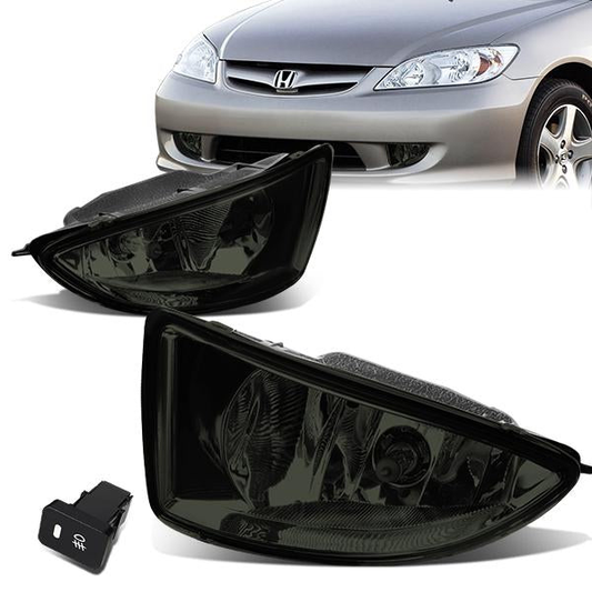 FAROS DE NIEBLA 04-05 HONDA CIVIC DX SEDAN, HX COUPE - WITH SWITCH - H11 BULB - SMOKE