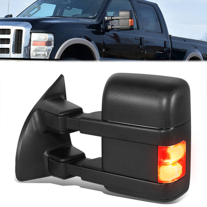 RETROVISOR MIRROR - OE STYLE - FORD F-250 SUPER DUTY 08-10 - FORD F-350 SUPER DUTY 08-10 - DUAL MIRROR WITH HEATED WITH POWER WITH SIGNAL WITH MEMORY - DRIVER SIDE - PAINT TO MATCH - BLACK