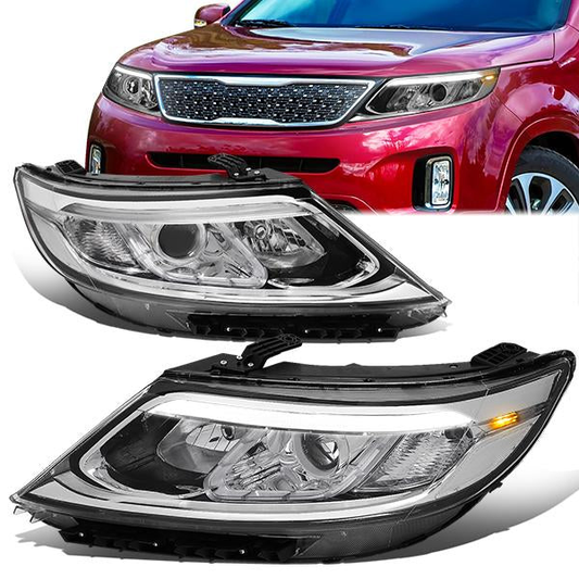 FAROS 14-15 KIA SORENTO - FITS MODELS WITH HALOGEN HEADLIGHTS WITH LED DRL - LED DRL - CHROME HOUSING / CLEAR CORNER