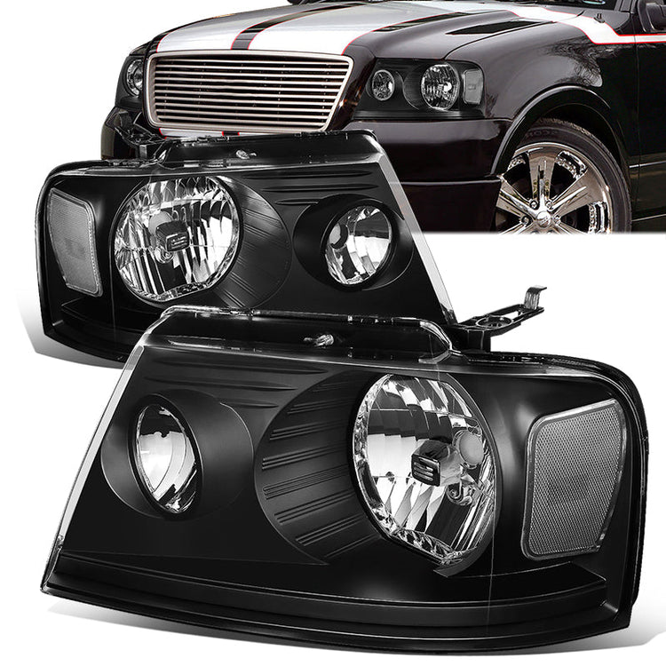 FAROS 04-08 FORD F-150 / 06-08 LINCOLN MARK LT - OE STYLE - H13 HIGH/LOW BEAM / 194 SIDE MARKER / 3157A TURN SIGNAL - BLACK HOUSING / CLEAR CORNER
