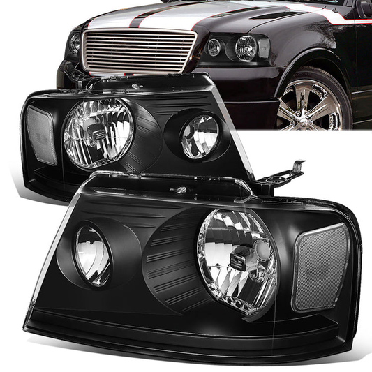FAROS 04-08 FORD F-150 / 06-08 LINCOLN MARK LT - OE STYLE - H13 HIGH/LOW BEAM / 194 SIDE MARKER / 3157A TURN SIGNAL - BLACK HOUSING / CLEAR CORNER