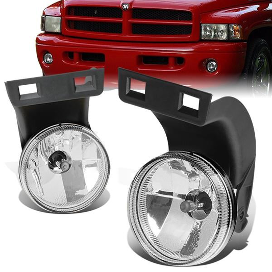 FAROS DE NIEBLA 94-98 DODGE RAM 1500, 2500, 3500 - FITS MODELS WITHOUT SPORT PACKAGE ONLY - NO SWITCH - CHROME / CLEAR