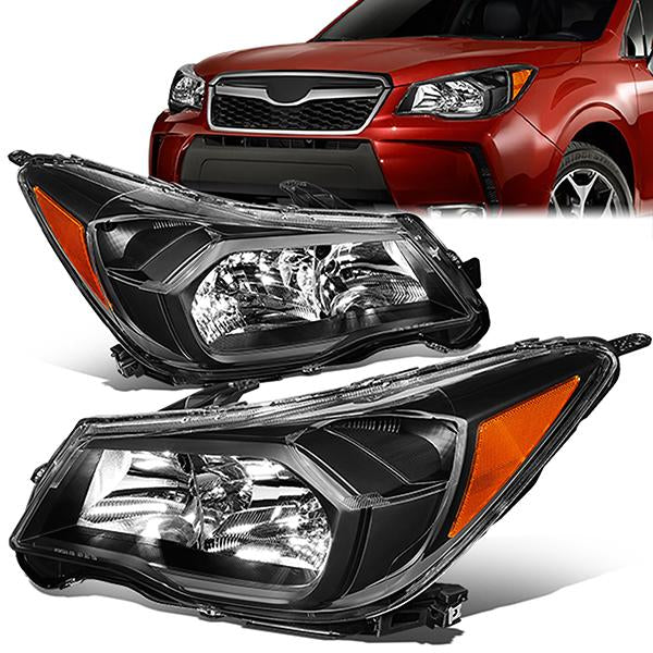FAROS 14-16 SUBARU FORESTER - ONLY FITS MODELS W/ HALOGEN HEADLIGHTS - H11 LOW BEAM / 9005 HIGH BEAM / 7440 SIGNAL / 168 MARKER - BLACK HOUSING / AMBER CORNER