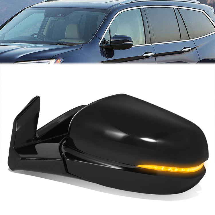 RETROVISOR MIRROR - OE STYLE - HONDA PILOT 19-22 - HONDA PASSPORT 19-24 - WITH POWER FOLD WITH HEATED WITH SIGNAL WITH MEMORY - DRIVER SIDE - PAINT TO MATCH - BLACK