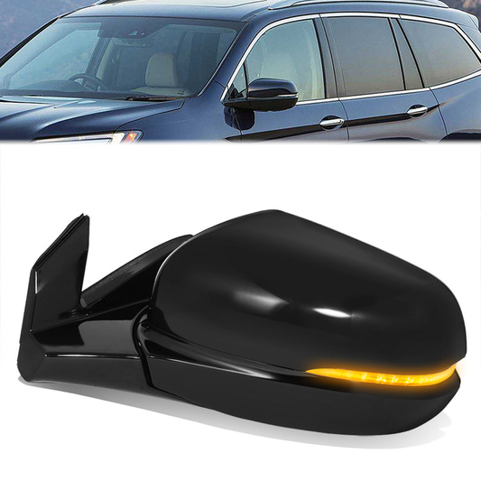 RETROVISOR MIRROR - OE STYLE - HONDA PILOT 19-22 - HONDA PASSPORT 19-24 - WITH POWER FOLD WITH HEATED WITH SIGNAL WITH MEMORY - DRIVER SIDE - PAINT TO MATCH - BLACK