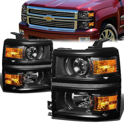 FAROS 14-15 CHEVY SILVERADO 1500 - LED PROJECTOR - BLACK HOUSING / AMBER CORNER