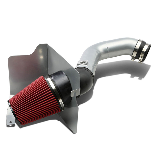 FILTRO DE AIRE ALTO FLUJO HEAT SHIELD - 04-05 CHEVY SILVERADO 2500 HD, 3500, GMC SIERRA 2500 HD, 3500 - FITS MODELS WITH EXTENDED, STANDARD, CREW CAB 6.6L V8 DIESEL ENGINE ONLY - ALUMINUM PIPING - SILVER