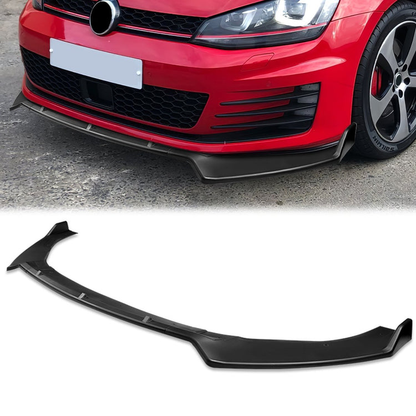 LIP FRONTAL 14-20 VOLKSWAGEN GOLF - FITS GTI, R, R-LINE ONLY - REQUIRES DRILLING BUMPER FOR IINSTALLATION - 3PC - MATTE BLACK