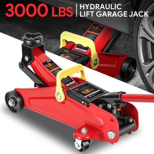 HERRAMIENTAS 1.5 TON 3000 LBS - 5.3" - 12" - RED - FOR VERTICALLIFTING JOBS ONLY, NEVER USE AS A JACK STAND TO HOLD LOAD FOR ANY PROLONGED PERIOD, CAN NOT USED WHERE SIDE OR DOWNWARD FORCE