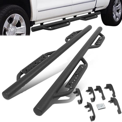 ESTRIBOS STEP DOWN - 07-18 CHEVY SILVERADO 1500, GMC SIERRA 1500 / 07-19 CHEVY SILVERADO 2500HD, SILVERADO 3500HD, GMC SIERRA 2500HD, SIERRA 3500HD - DOES NOT FIT MODELS EQUIPPED WITH DEF TANK - EXTENDED CAB - MATTE BLACK